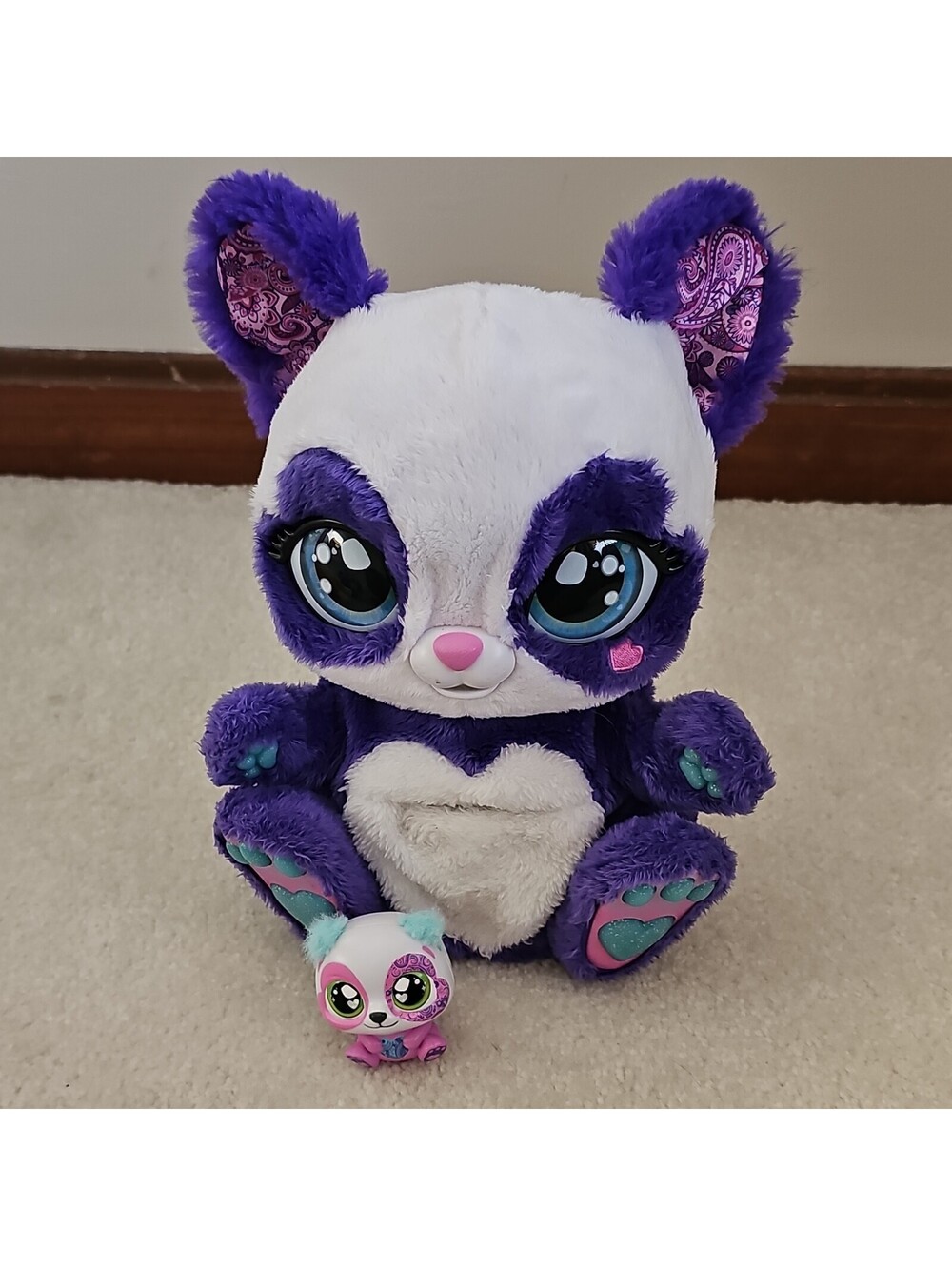 Hatchimals Purple and White Plush Panda with Small Companion